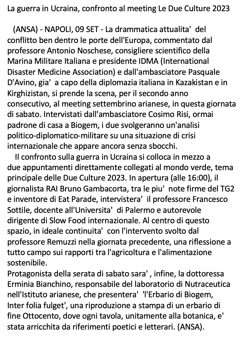 La guerra in Ucraina, confronto al meeting Le Due Culture 2023